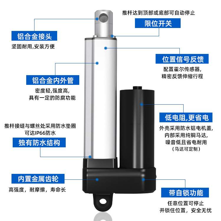 特姆优防水电动升降器推杆电机  升降设备用大推力微型电动推杆