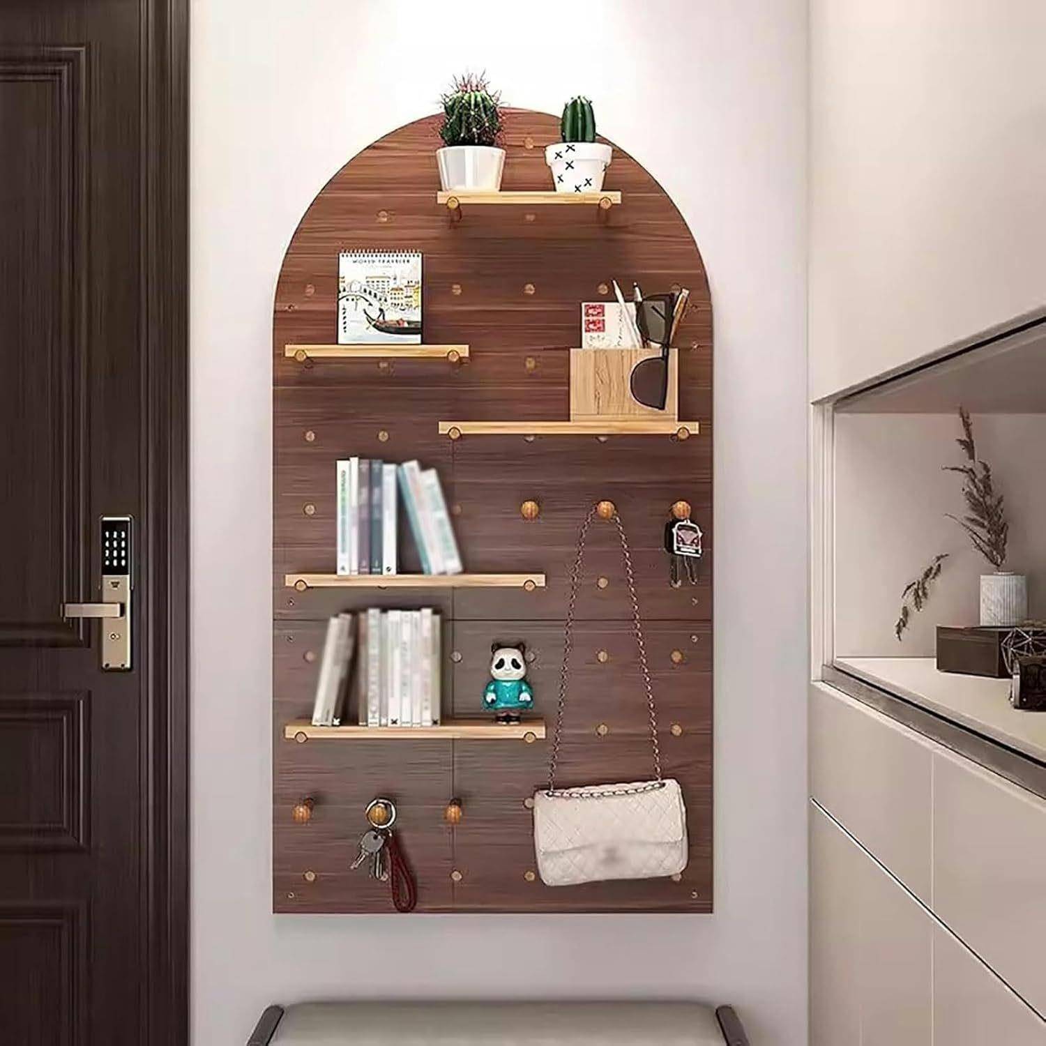 木制实木洞洞墙上置物架玄关木质墙壁挂墙书架入户隔板收纳墙面