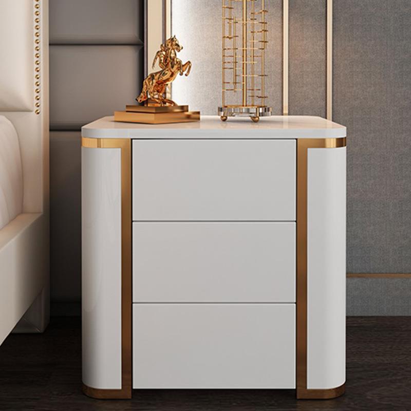 后现代简约轻奢不锈钢角几沙发边几柜卧室带抽屉烤漆小茶几床头柜