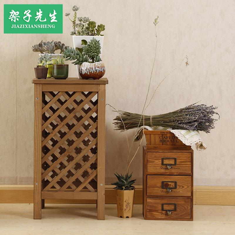 实木四方形花架白色墙角架雨伞架长画筒置物架台架花格网福建龙岩