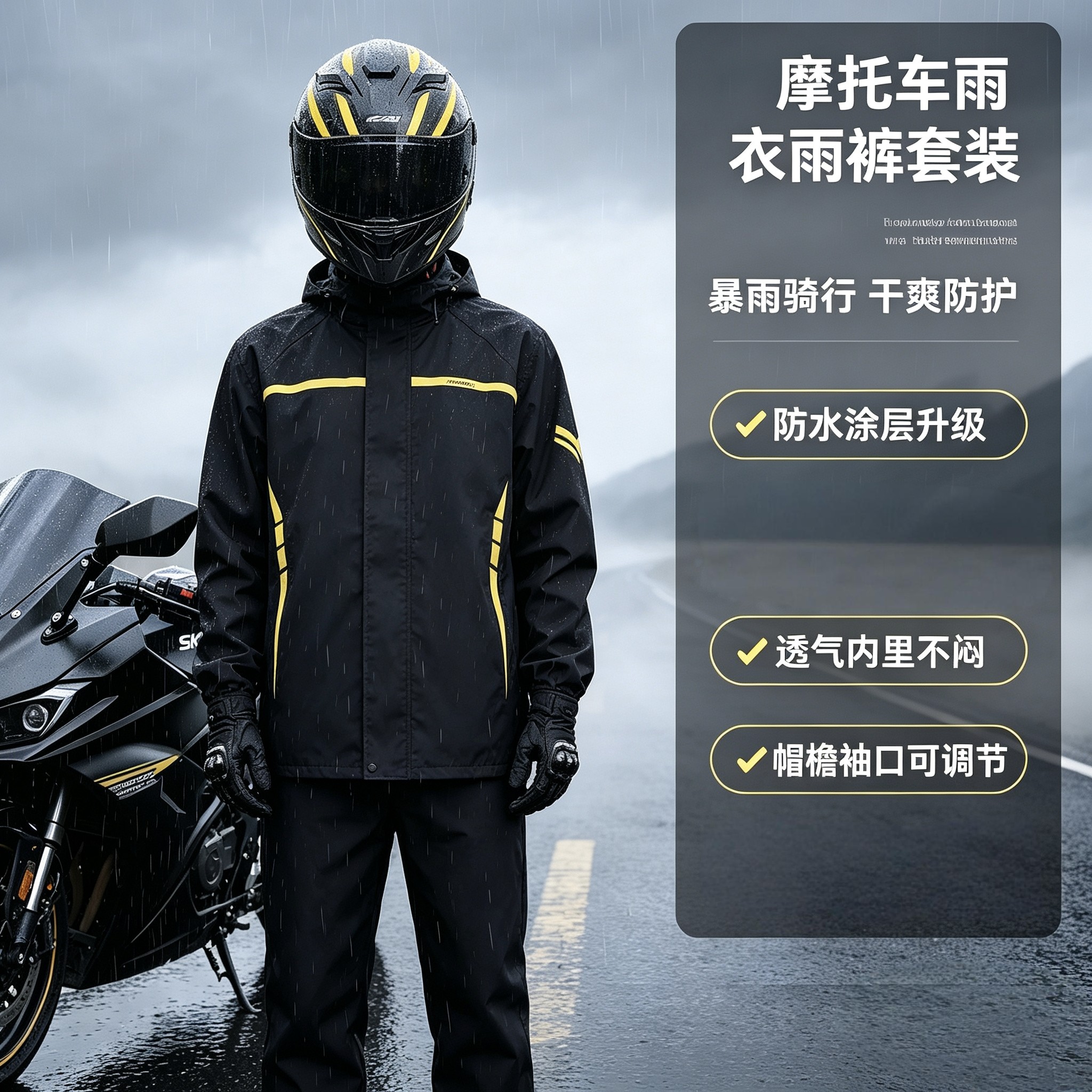 摩托车骑行服雨衣骑行套装男款全身防暴雨分体式骑车外卖骑手专用