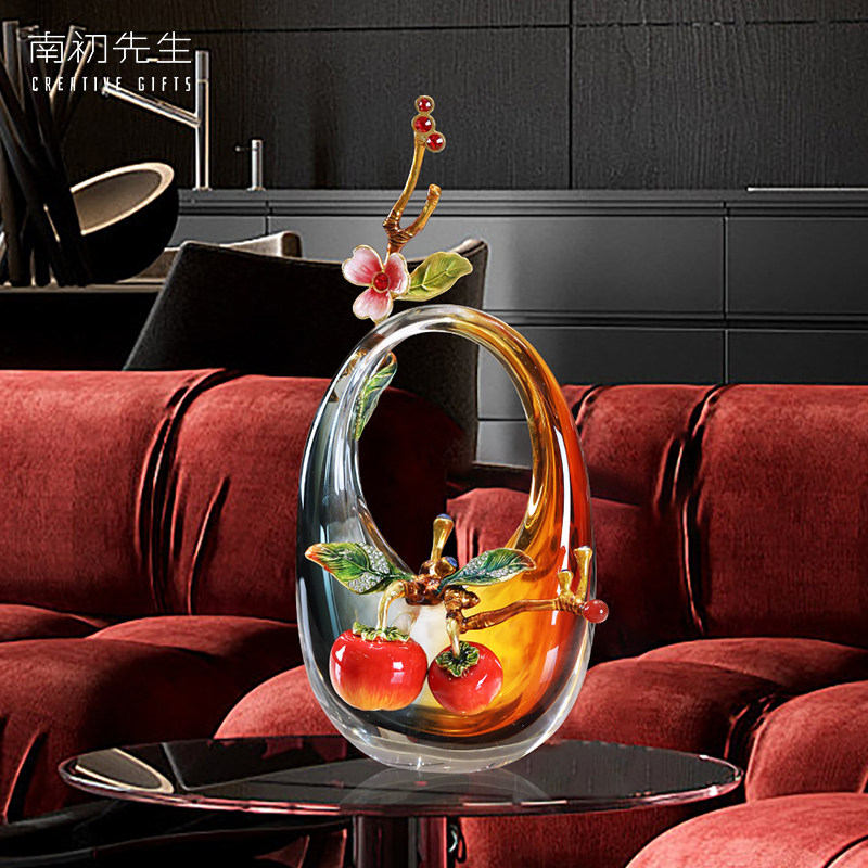 南初先生珐琅彩轻奢琉璃瓶新中式客厅玄关高端大气工艺品桌面摆件,家居饰品,花瓶,淘宝优惠券,粉丝福利购,淘宝优惠卷