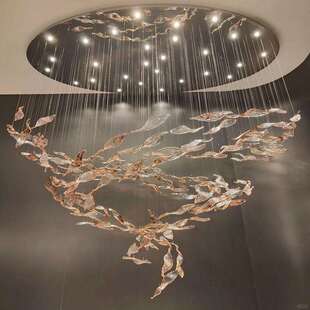 别墅客厅灯复式楼餐厅吊灯跃层架空层楼梯间玻璃吊线灯宴会厅灯具