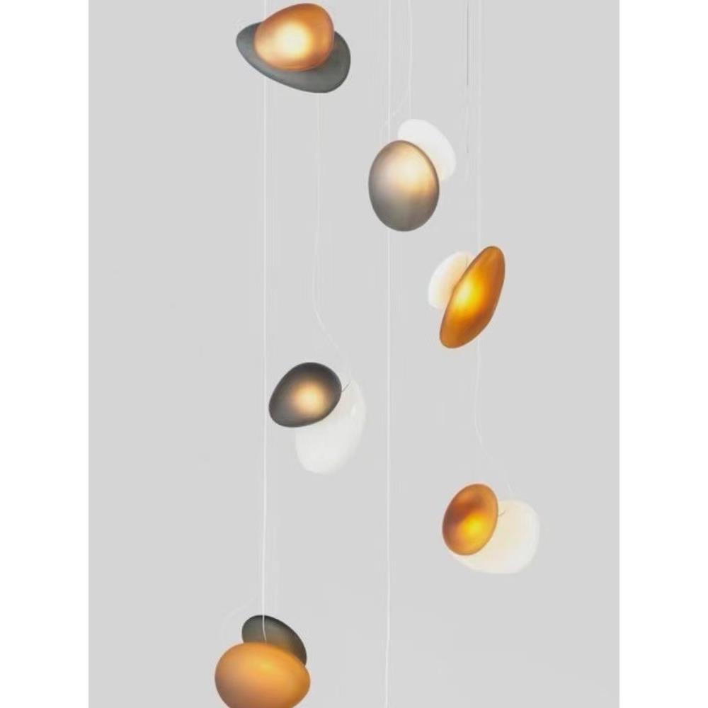 现代简约餐厅创意玻璃吊灯北欧鹅卵石艺术卧室床头酒店民宿卧吊灯