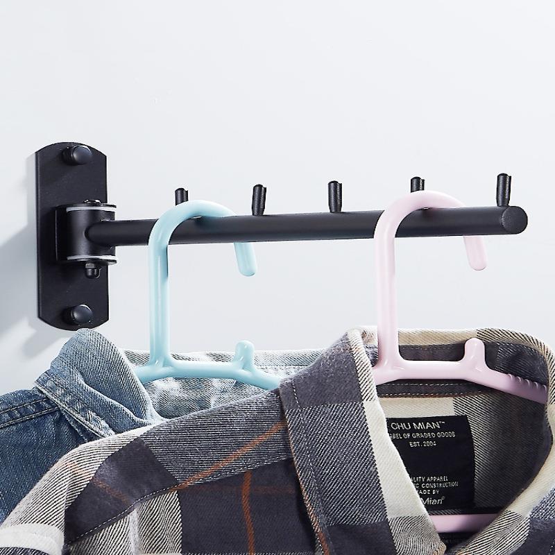 304免打孔墙壁活动杆晒衣挂钩挂衣架晾衣杆阳台侧装