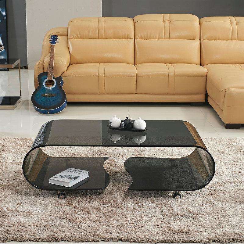 小移动时尚玻璃茶几简易茶桌创意简约现代带轮小桌子客厅办公家具