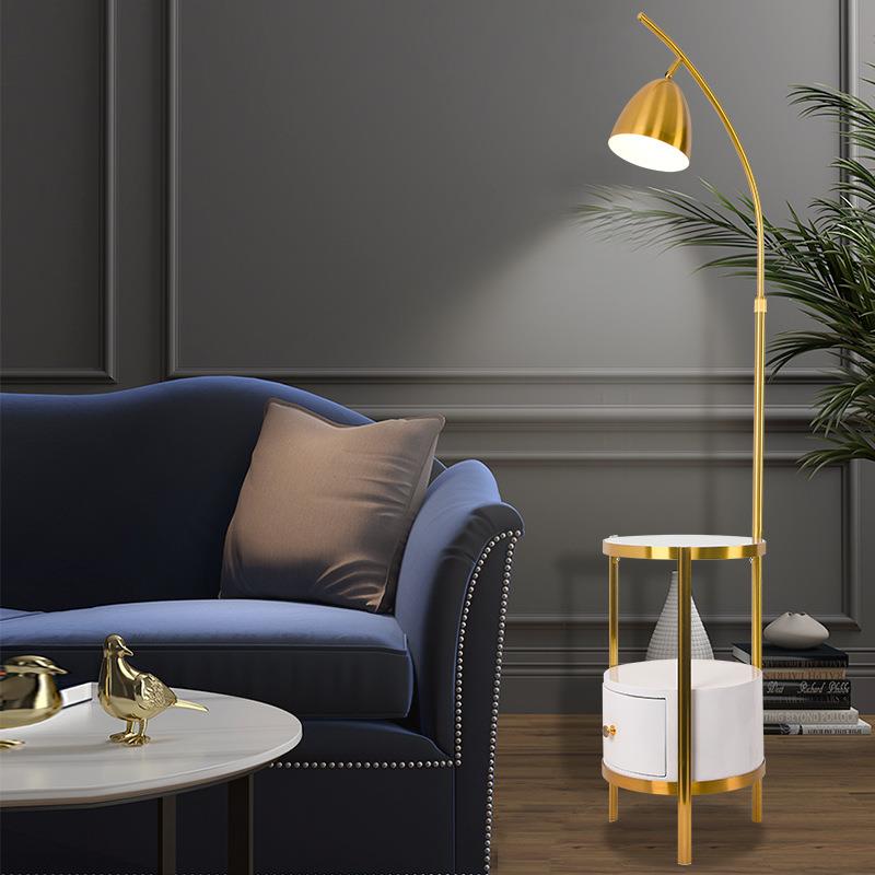 后现代轻奢落地灯北欧简约客厅沙发卧室床头茶几置物带抽屉立式灯