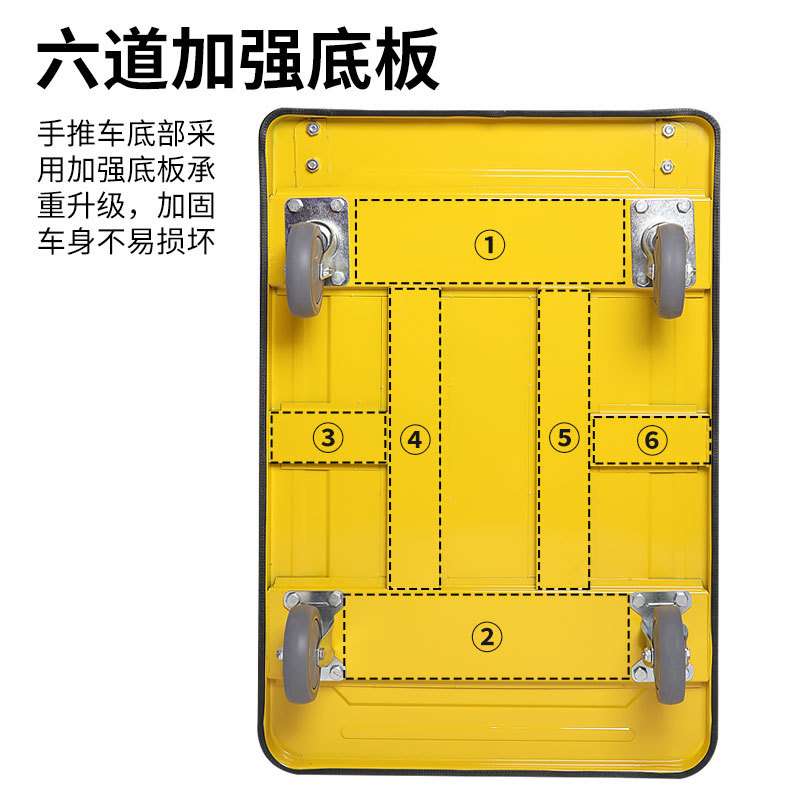工厂 仓库四轮家用手推拉货工具车拆叠平板拖搬运车静音折叠
