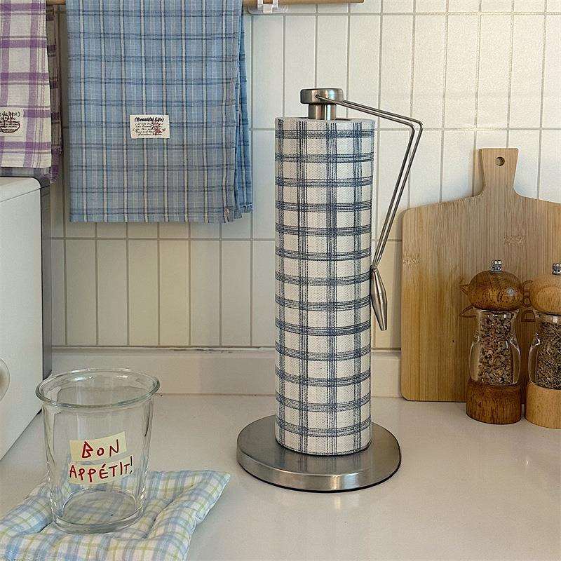 不锈钢厨房卷纸架台面立式纸巾架叉腰大卷筒纸架保鲜膜收纳置物