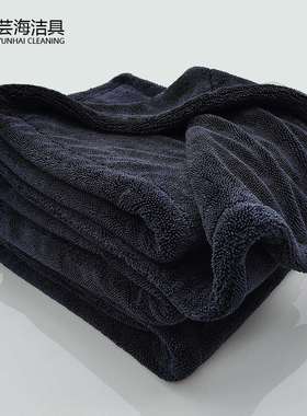 跨境小辫子收水毛巾黑色加捻布超细纤维擦车巾吸水清洁洗车毛巾
