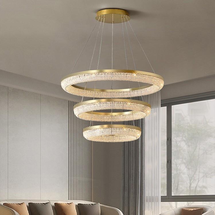 新款简约轻奢水晶吊灯客厅现代高档LED灯饰别墅复式楼大厅豪华灯