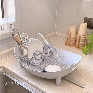 厨房放碗简约台面收纳篮排水筷置物架碗架沥水篮家用