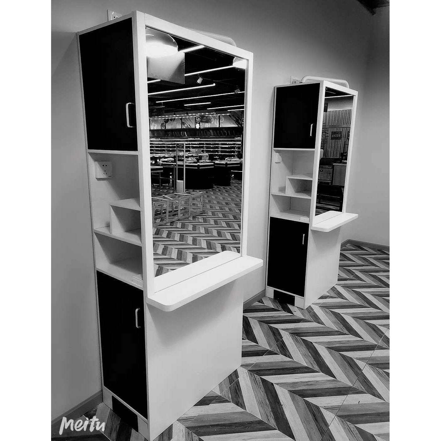 快剪理发店设备全套快剪柜子柜台快剪柜快剪吸发器大镜子款