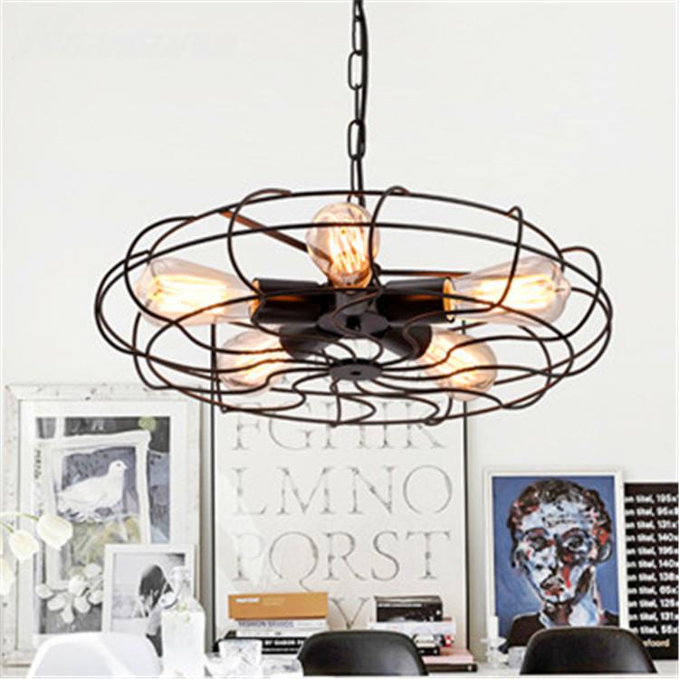 美式复古工业风吊灯 个性创意铁艺仿风扇装饰吊灯