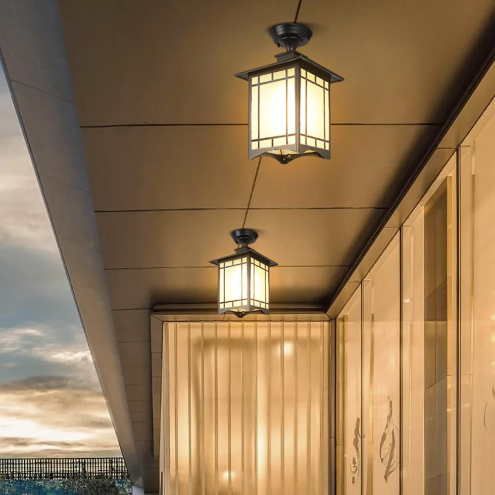 F7NN1吸顶灯新中式户外防水别墅过道走廊复古凉亭庭院笼吊链中式