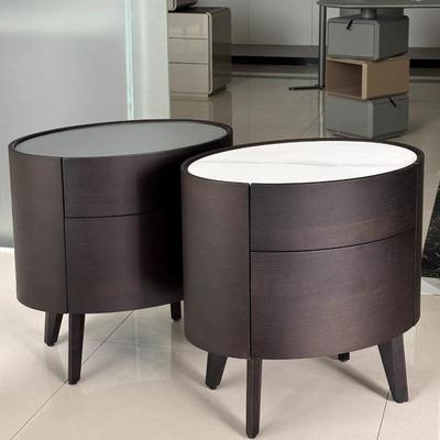 poliform意式极简高级椭圆床头柜烟熏色简约卧室设计师创意床边柜