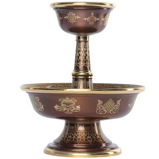 纯铜护法杯印度描金八吉祥供酒杯密宗佛前摆件家用贡杯供佛水杯