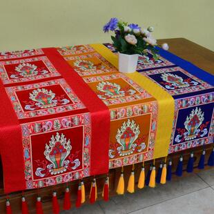 八吉祥长条桌旗家用 藏式 佛堂装 饰桌布 民族风茶几餐桌电视柜供桌