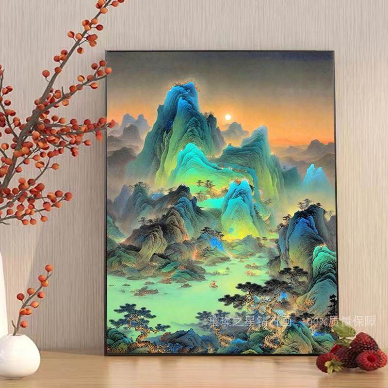 钻石画2025新款满钻绿水青山千里江山图客厅卧室点贴钻十字绣风景