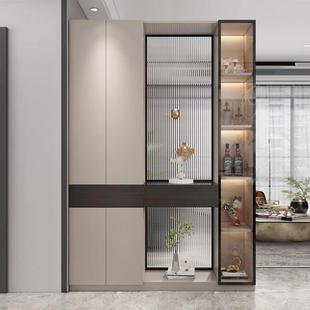 联邦家具入户玄关柜简约客厅隔断柜轻奢实木玻璃屏风柜进门