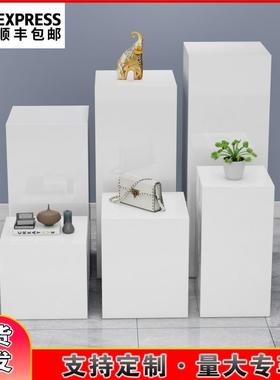 地台展示台橱窗长方形木制烤漆模特白色底座商业陈列展柜展会展台