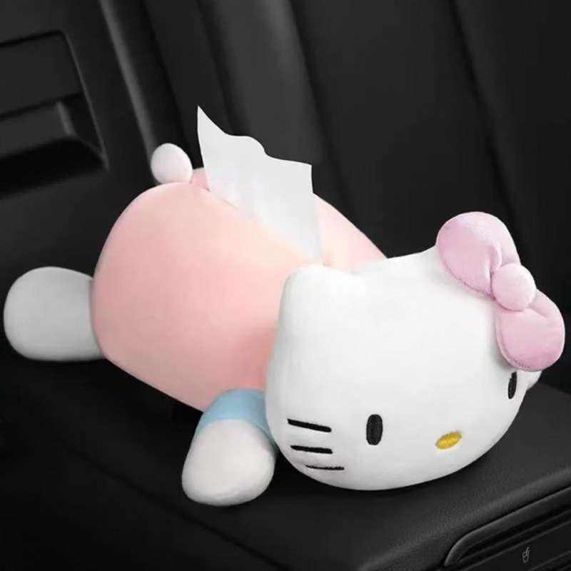 ?Hellokitty车载纸巾盒卡通可爱kt猫玩偶扶手箱椅背车内车用抽纸