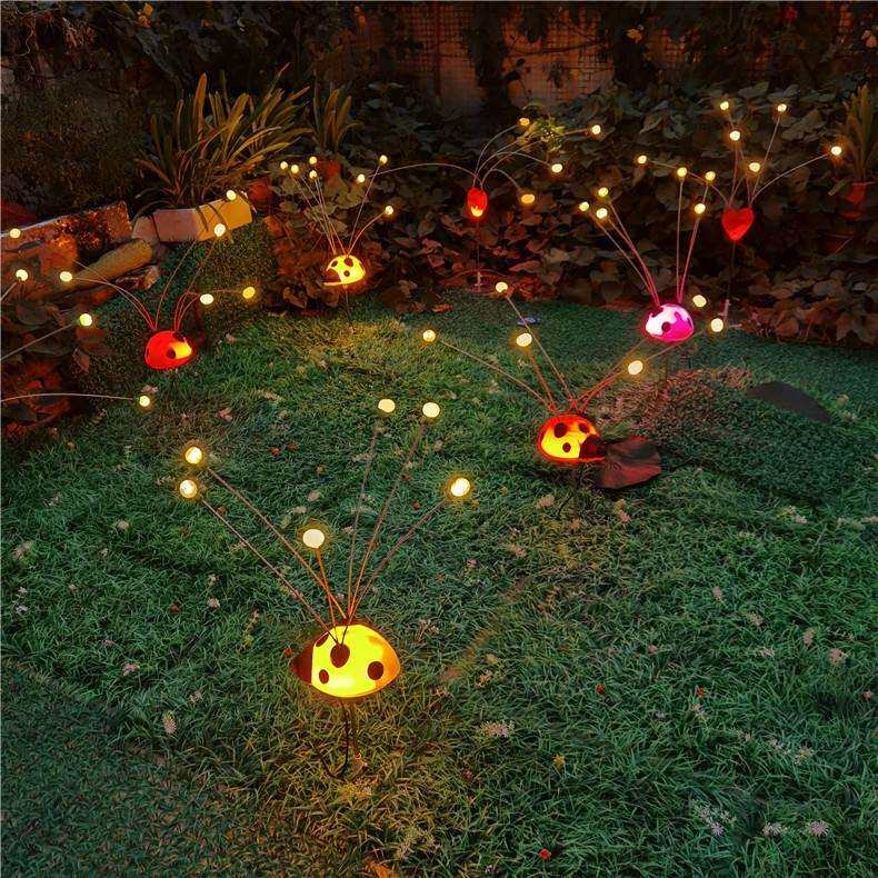 led七星瓢虫卡通萤火虫动态摇曳森林奇观摇摆户外装饰景观灯地插