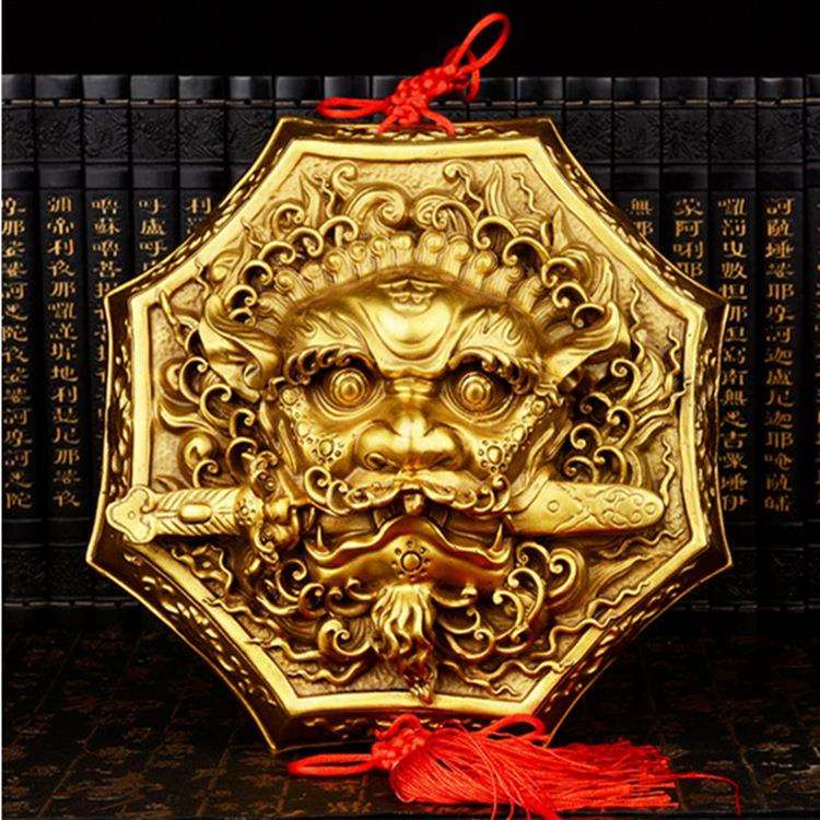 铜兽头狮咬剑铜狮子兽头睚眦挂件门饰家居虎头牌摆件