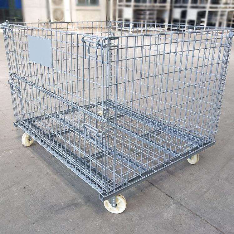 带轮折叠式网格垃圾笼 底座不带轮板装尼龙脚轮可移动仓储笼