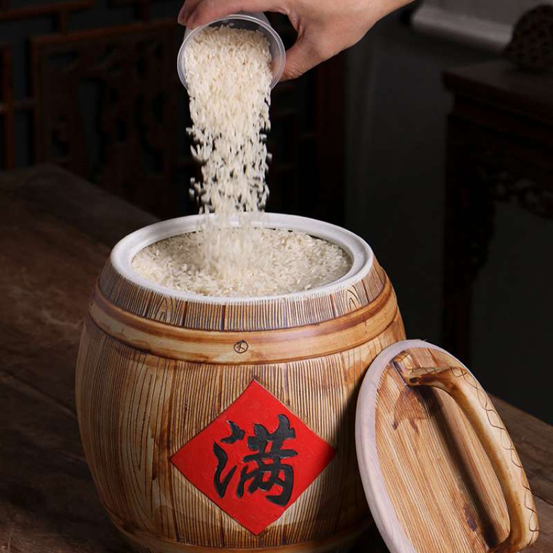 景德镇陶瓷米缸家用带盖密封防潮防虫老式10斤20斤50斤储米箱米桶
