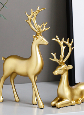 新品轻奢招财鹿摆件北欧家居房间酒柜装饰品创意电T视柜工艺品轻