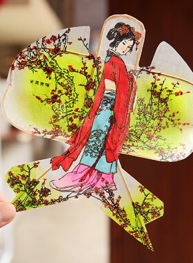 新品非遗民俗手工艺品竹s架丝绢纸鸢仕女图宝钗扑蝶迷你风筝中国