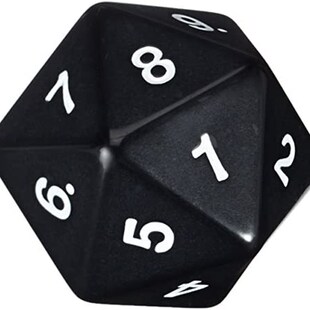 极速Koplow Games 55mm Jumbo D20 Opaque Black wiSth White Num