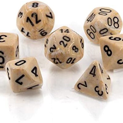 极速Chessex CHX274r02 Dice-Marble Ivory/Black Set
