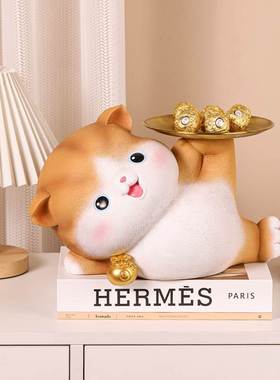 极速招财猫摆件乔迁新居礼v品客厅玄关进门入户钥匙收纳托盘创意