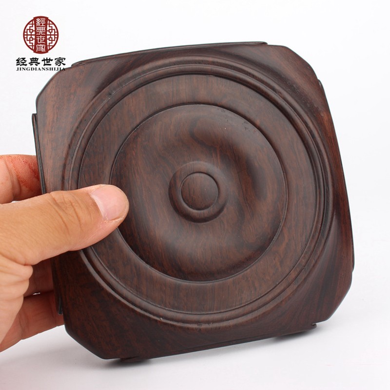 极速黑檀木雕底座整料圆形底座实木花瓶底座紫砂壶茶X具摆件底座