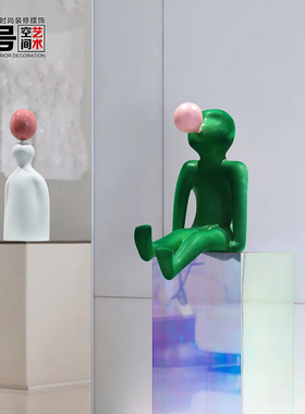 极速吹泡泡雕塑现代简约抽象卡z通人物摆件创意酒店大堂客厅装置