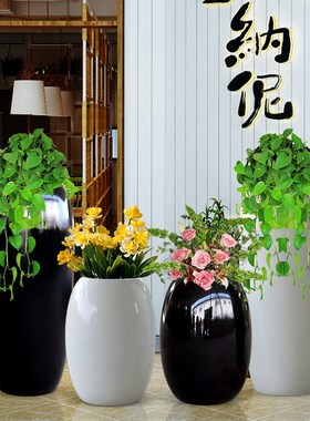 极速商场户外大型椭圆花瓶玻璃A钢雕塑别墅庭院白色花缸落地装饰