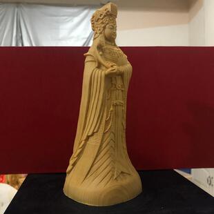 极速崖柏桧木雕湄州妈祖海上观音人物神像摆O件家用供奉装饰工艺