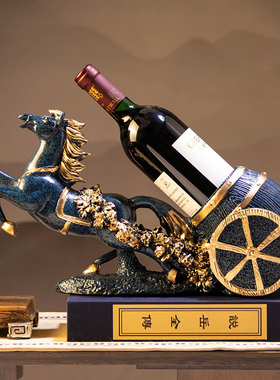 新品新中式创g意红酒架马到成功酒柜摆件客厅博古架摆设新居送礼