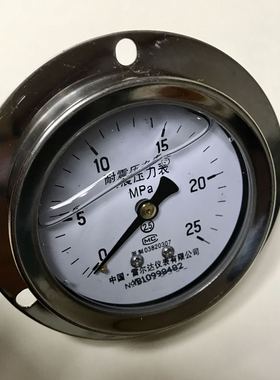 极速0-25mpa 仪表 m14 直径87 I轴向带边注油型压力表 不锈钢壳