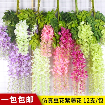 极速挂墙屋顶假花装饰藤条花条缠A绕花藤长条墙面遮挡新品塑料树