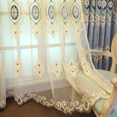 极速窗帘沙纱欧式绣花窗帘2020C年新a款客厅纱绣花遮光窗帘布落地