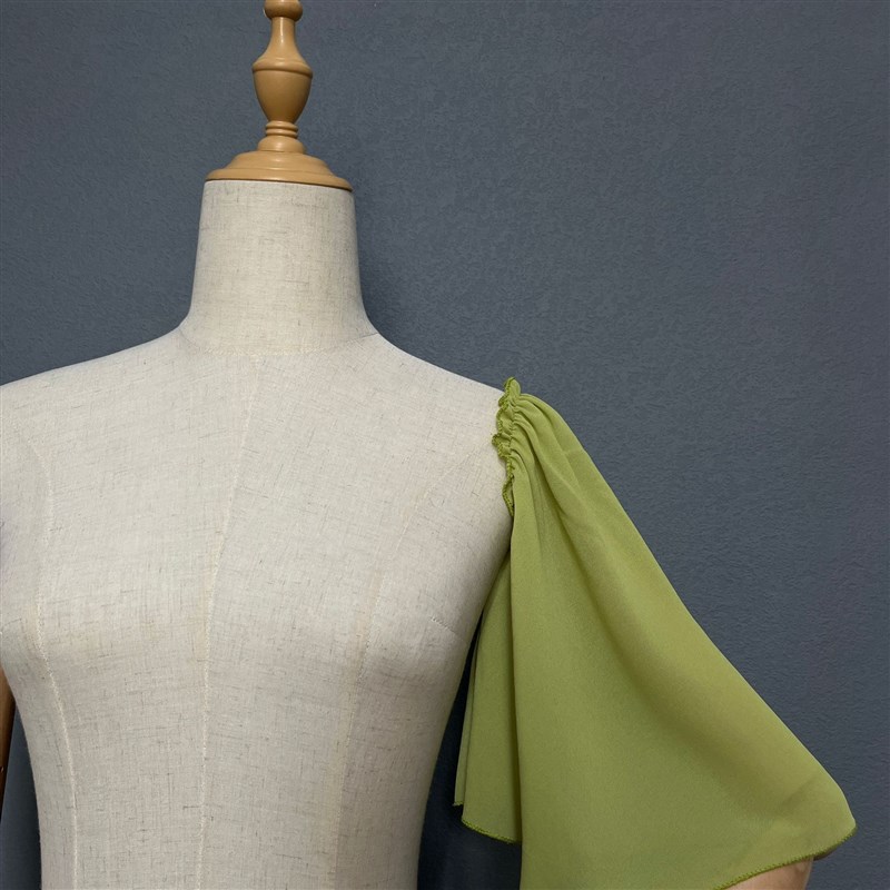 假领子女拼接缝上去外套连衣裙半袖遮肉遮大臂高档百搭喇叭袖雪纺