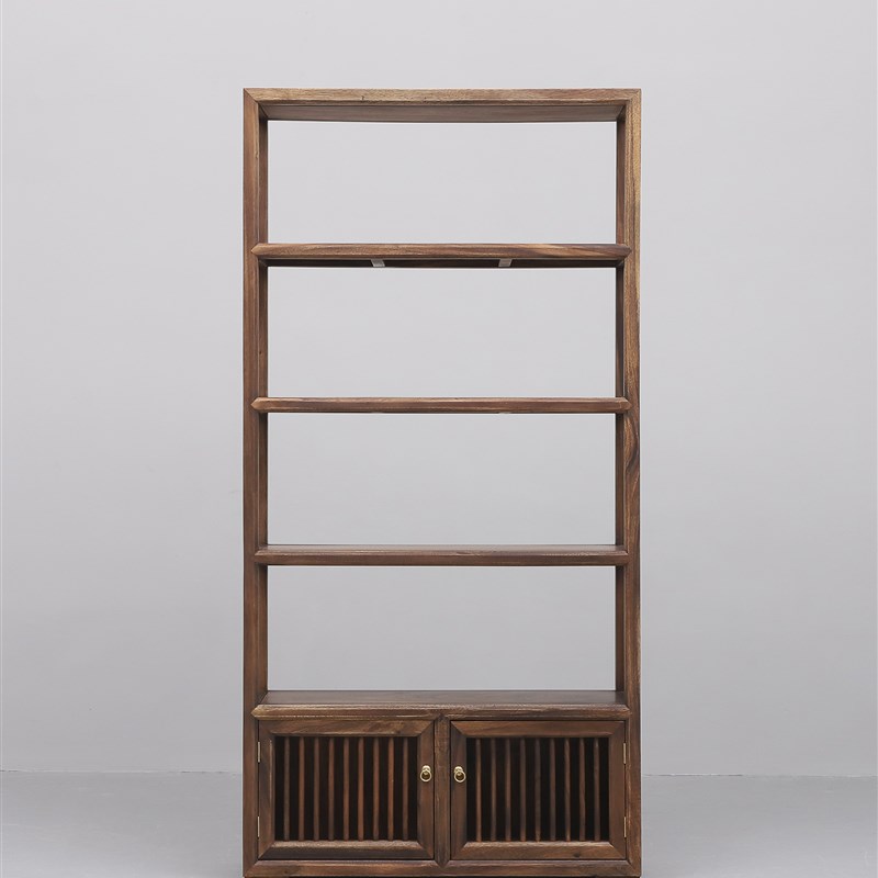 初韵博古架实木书架南美胡桃木多宝阁新中式置物架