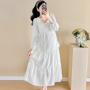 连衣裙宽松休闲裙子春季 孕妇装 小清新气质长袖 时尚 简约孕妇裙 春装