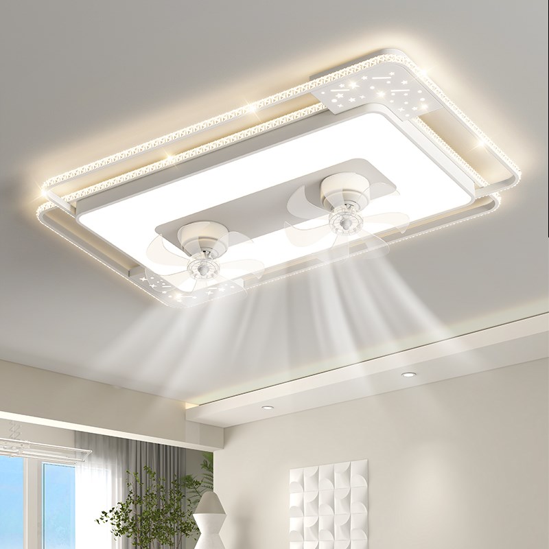 摇头客厅吸顶风扇灯现代简约卧室led灯一体电吊扇灯全屋灯具套餐