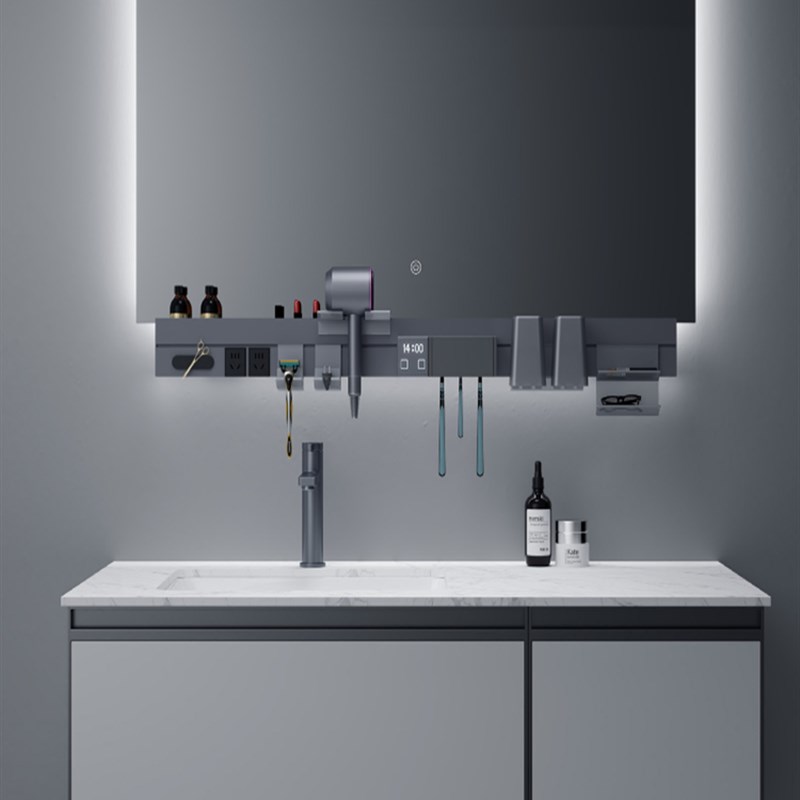 浴室柜子洗脸盆新款洗漱台集成一体吹风机置物架多功能配件太空铝