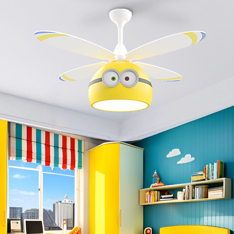 2024新款卡通风扇灯儿童房灯电风扇吊灯女孩卧室灯一体小孩房灯美