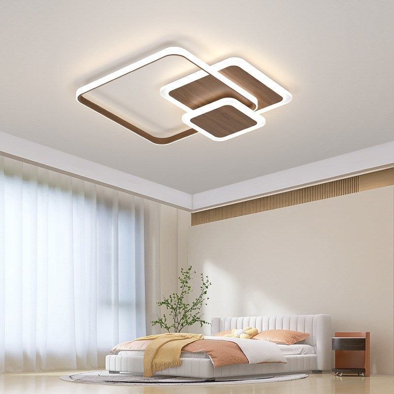 主卧室灯2024年新款现代简约y家用木纹吸顶灯led北欧房间书房灯具